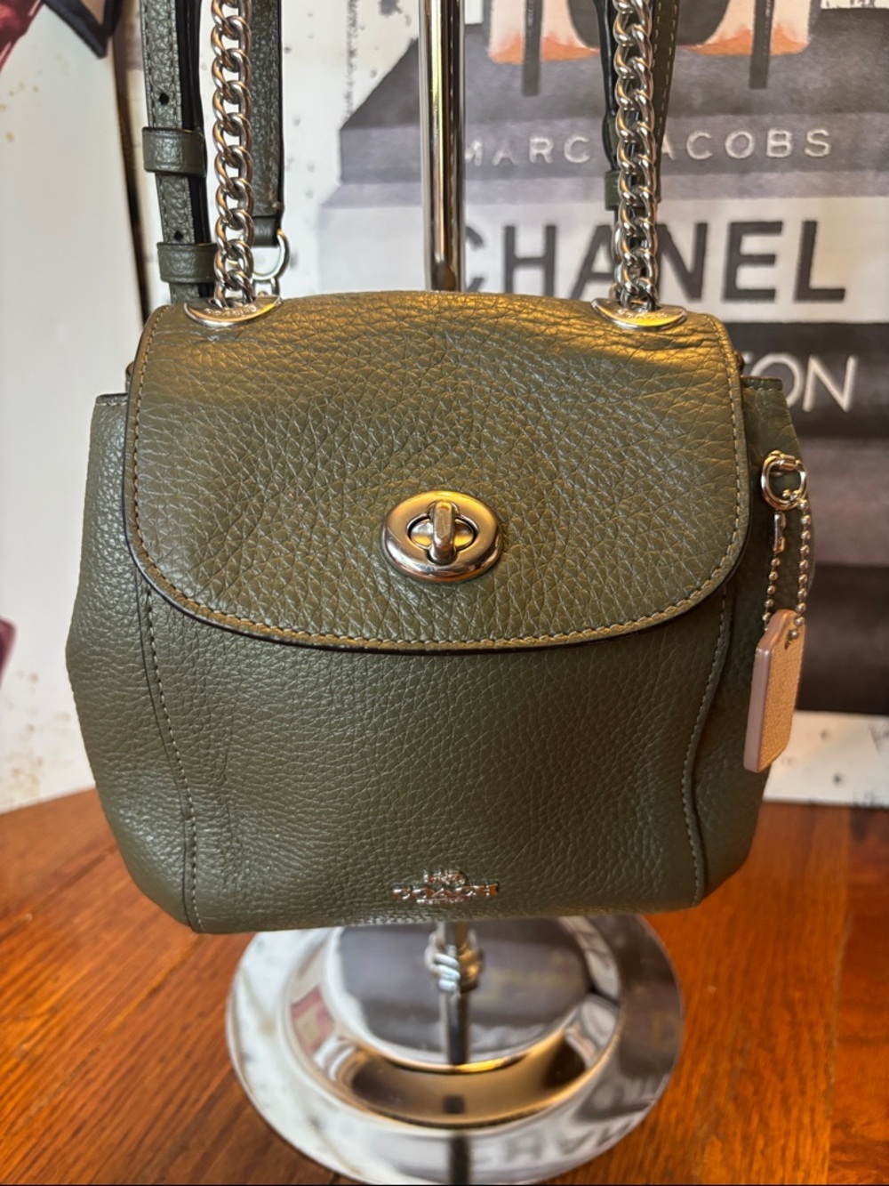 Coach C5677 Mini Convertible Backpack - Olive Green Pebble Leather